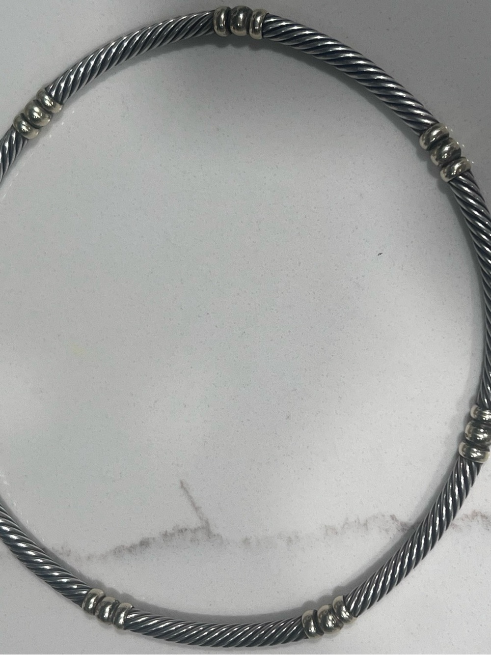 David Yurman Twisted Cable Necklace in Silver with Gold Accents